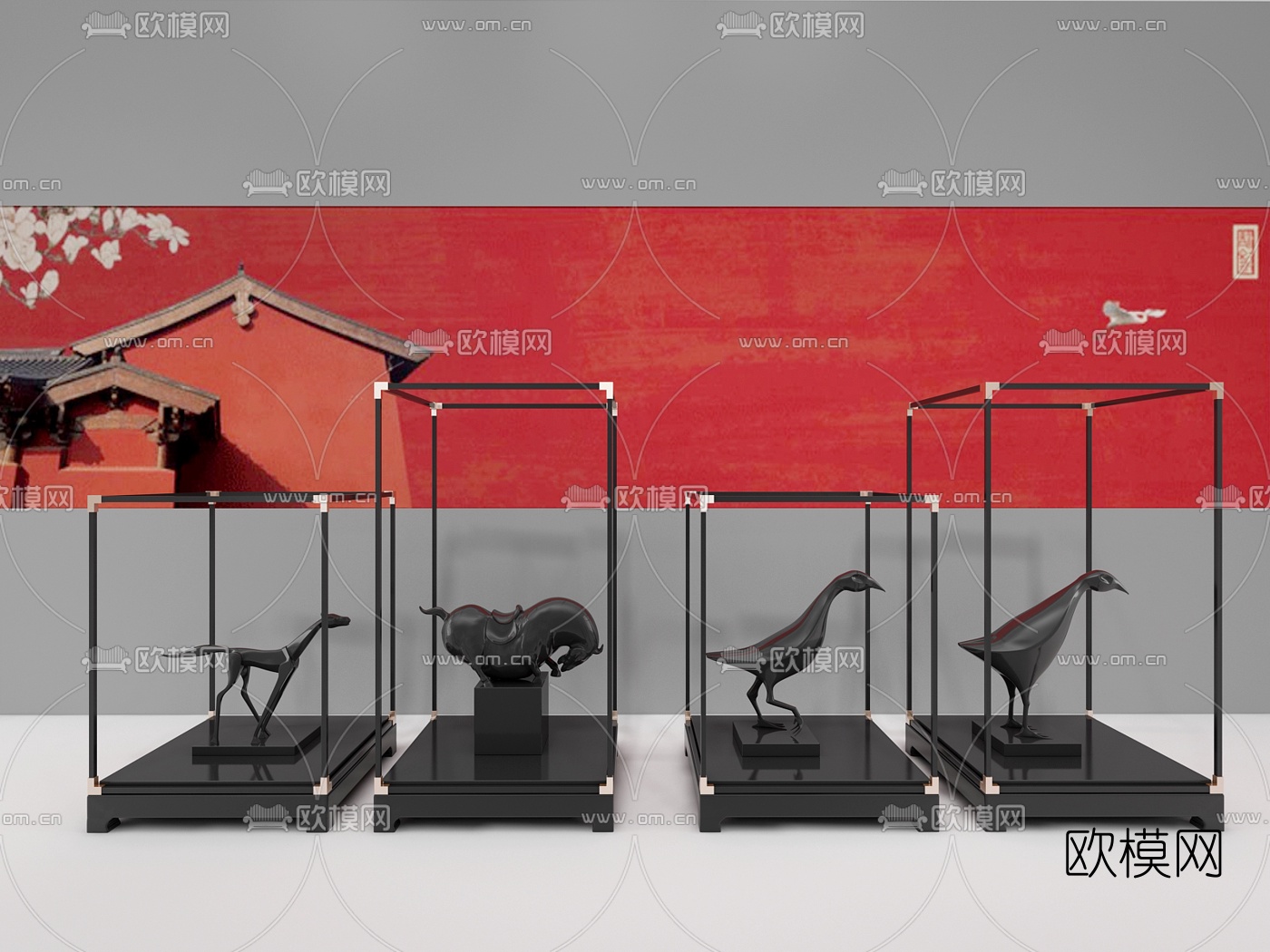 中式工艺品雕塑摆件3d模型下载