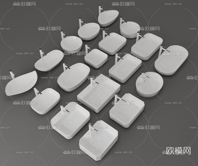 现代洗手盆组合3d模型下载(渲染图2)