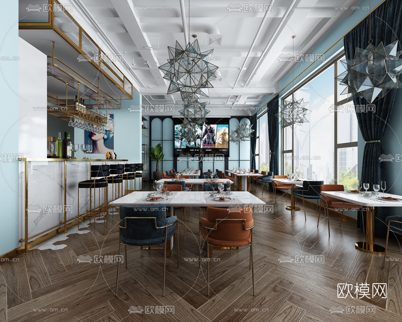 现代西餐厅3d模型