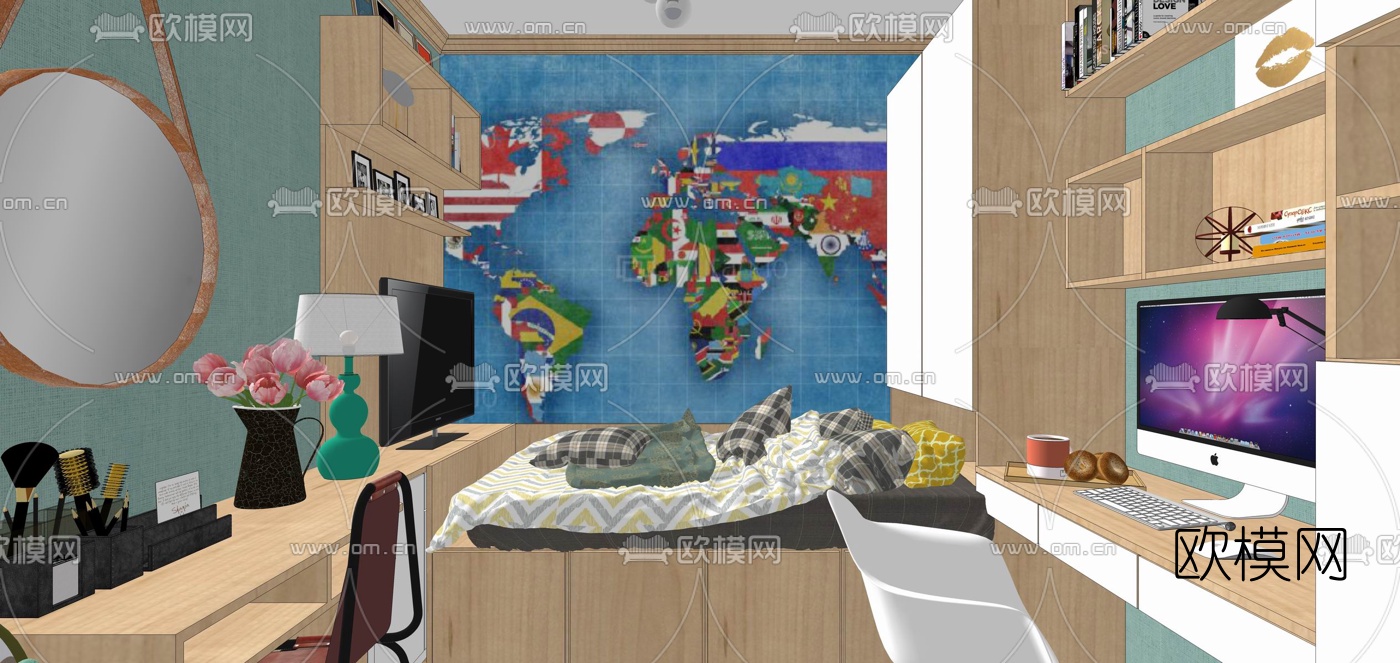 地中海儿童房su模型下载（渲染图4）