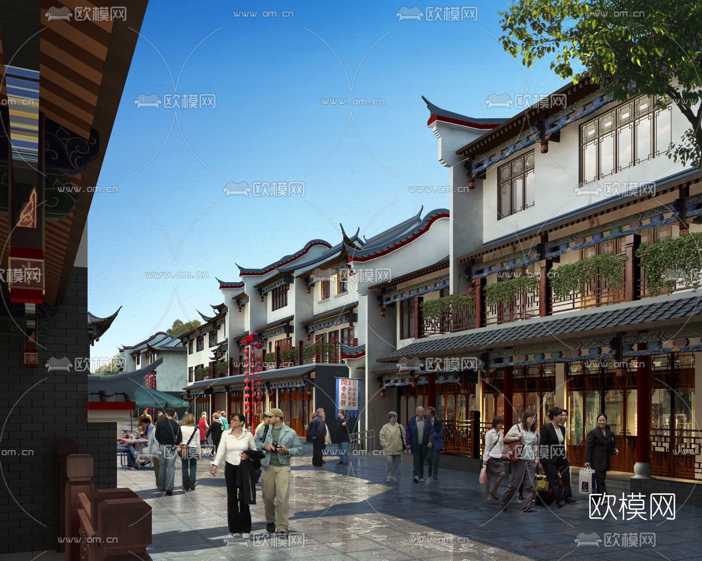 新中式古建商业街3d模型