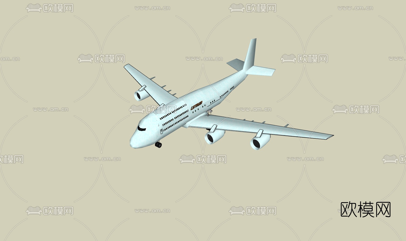 现代飞机免费su模型下载（渲染图2）
