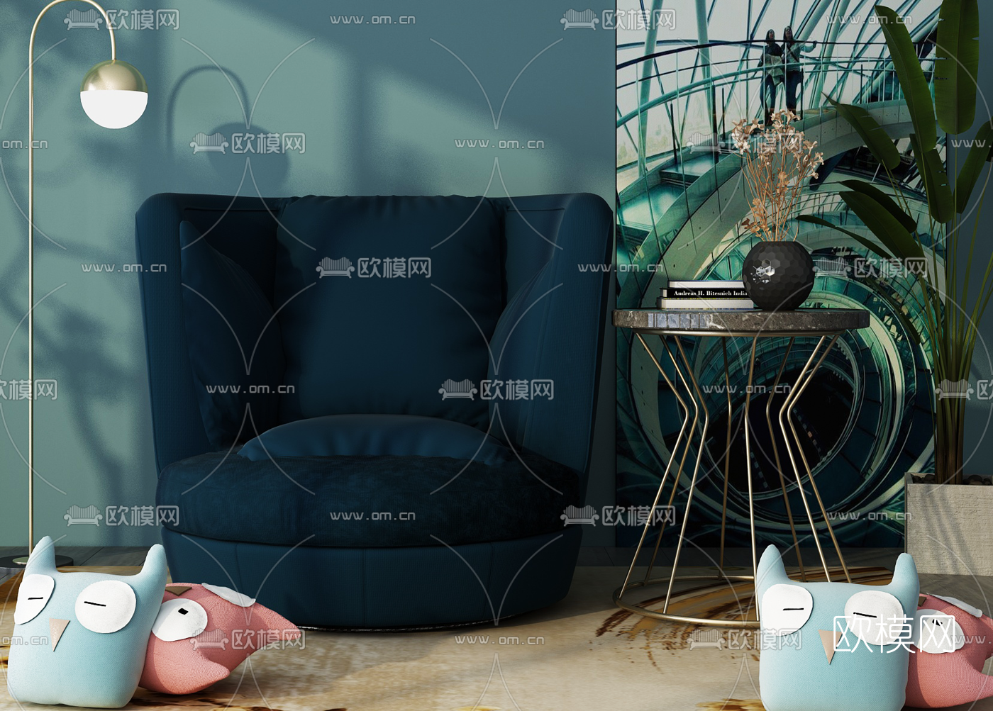 现代布艺休闲沙发3d模型