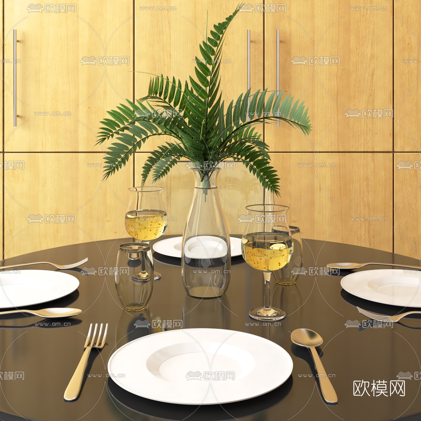 现代玻璃餐桌椅3d模型