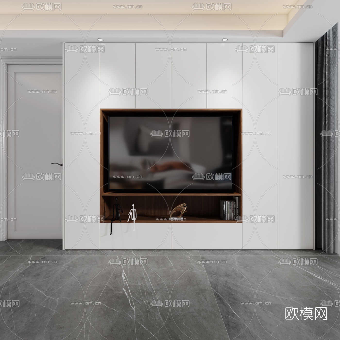 现代电视背景墙免费3d模型下载