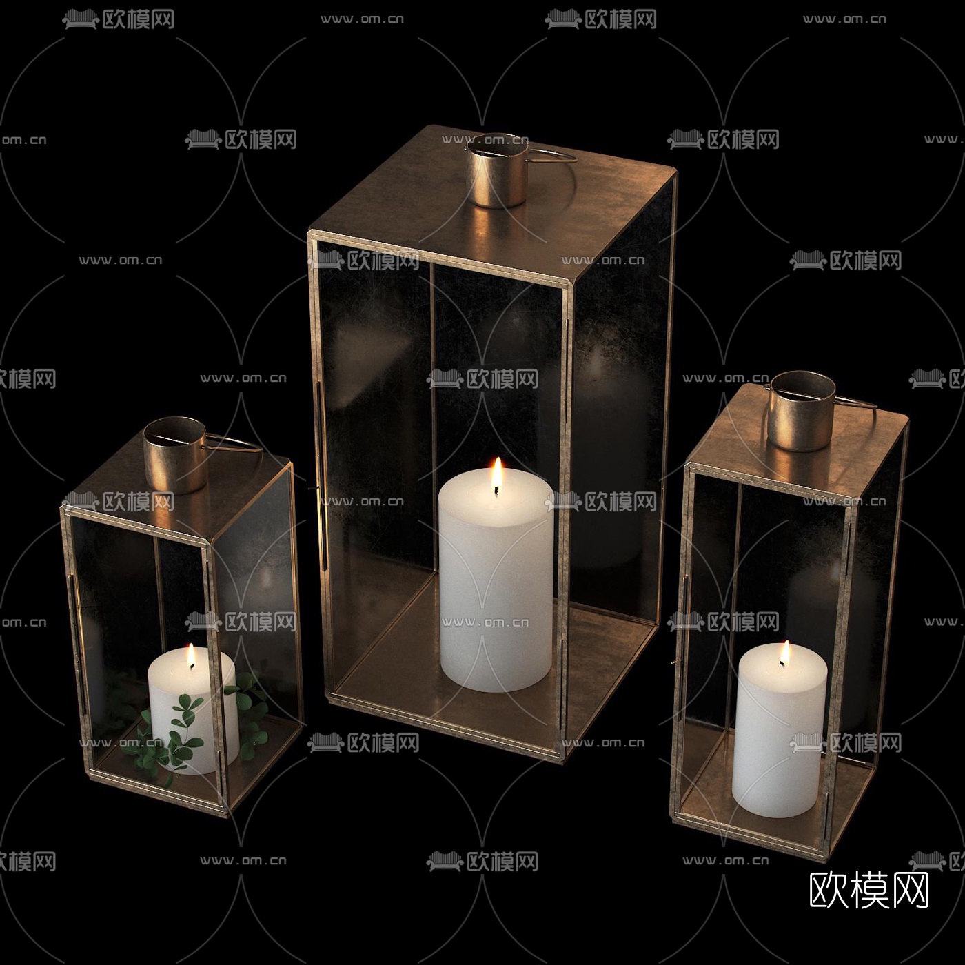 现代金属装饰烛台3d模型下载（渲染图2）