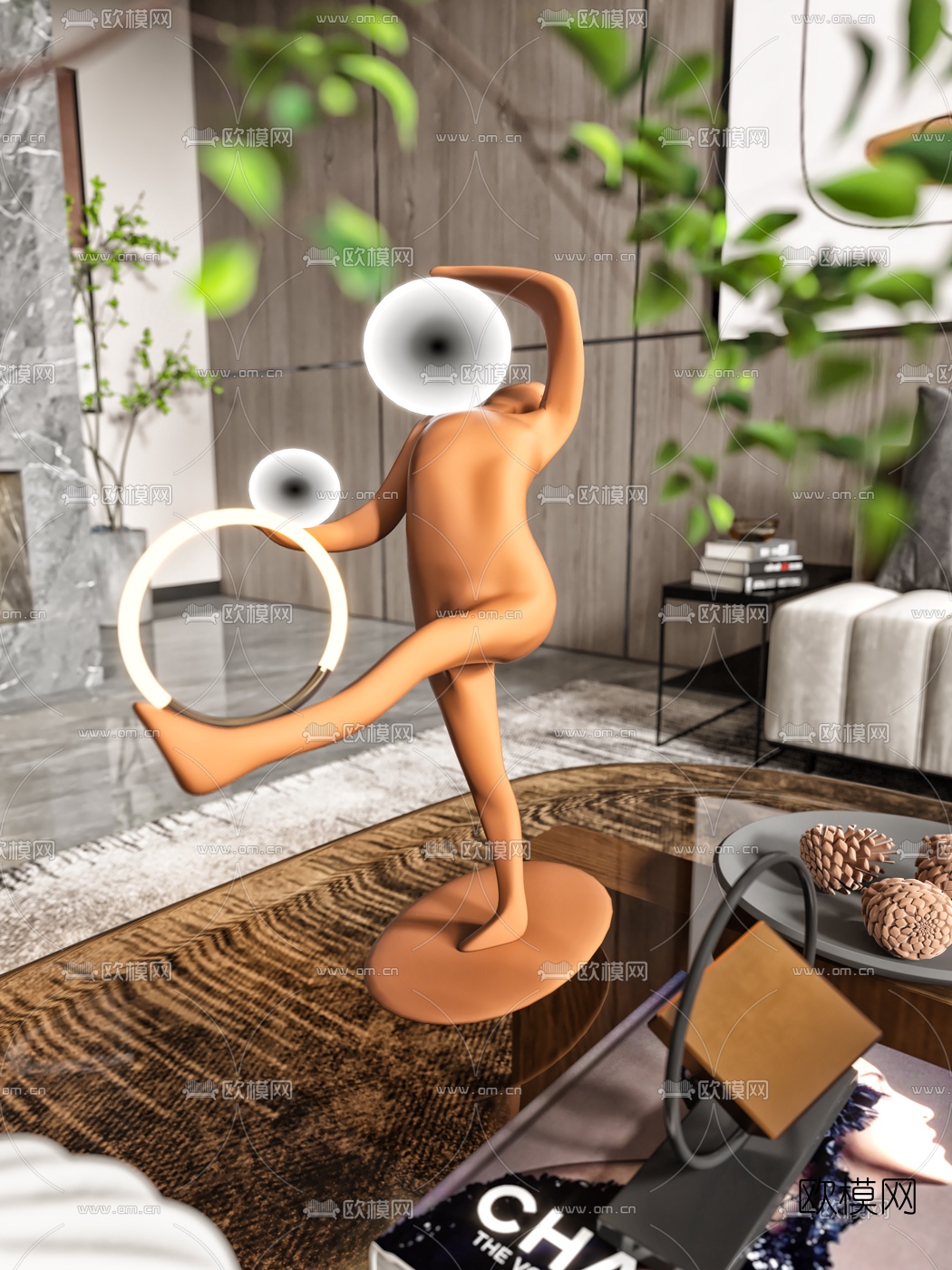 现代客厅餐厅3d模型