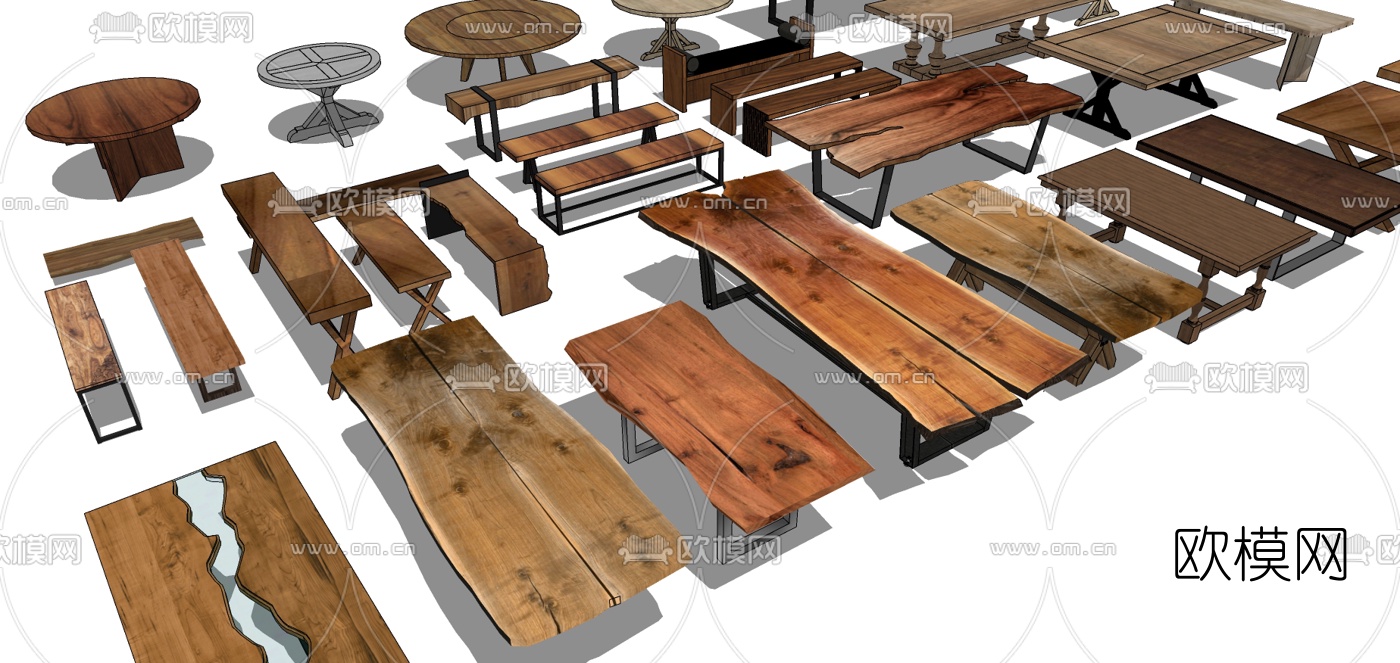 中式实木茶几su模型下载（渲染图2）
