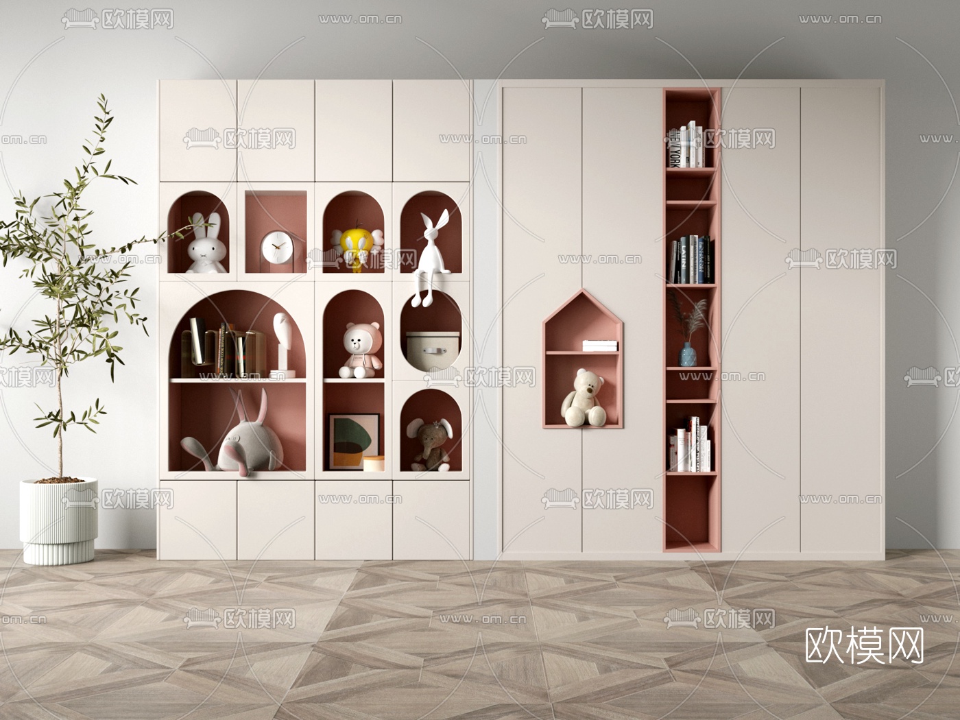 现代儿童衣柜3d模型下载