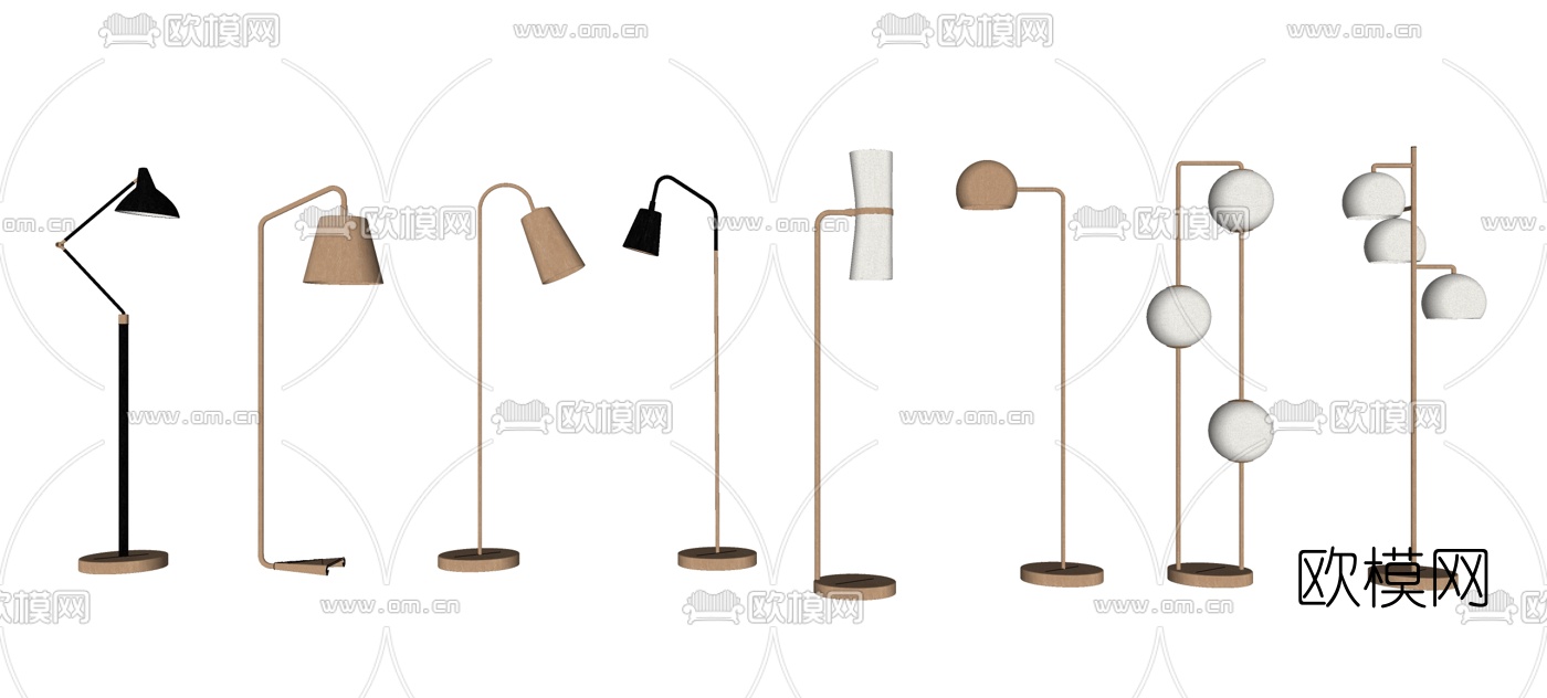 现代落地灯组合su模型下载