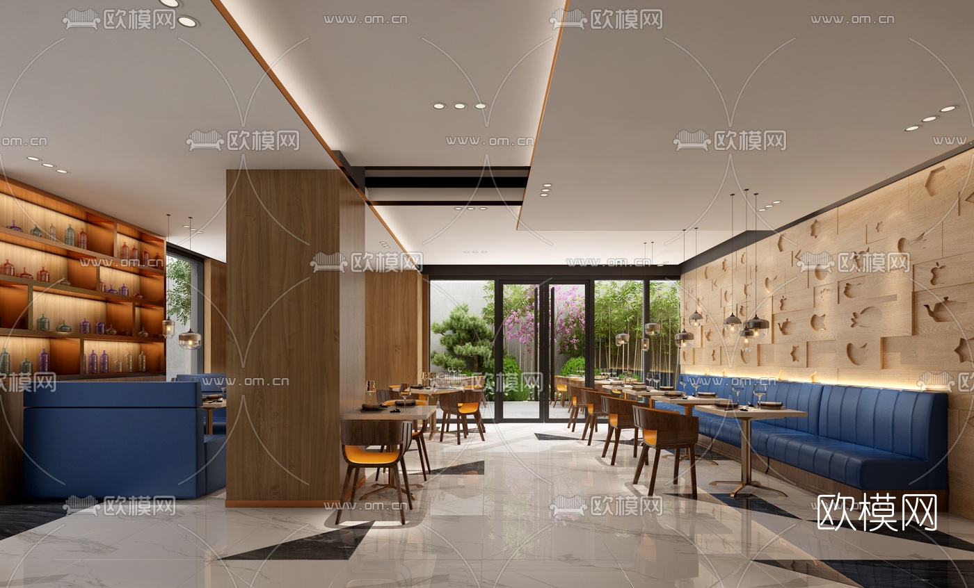 现代休闲餐厅3d模型下载