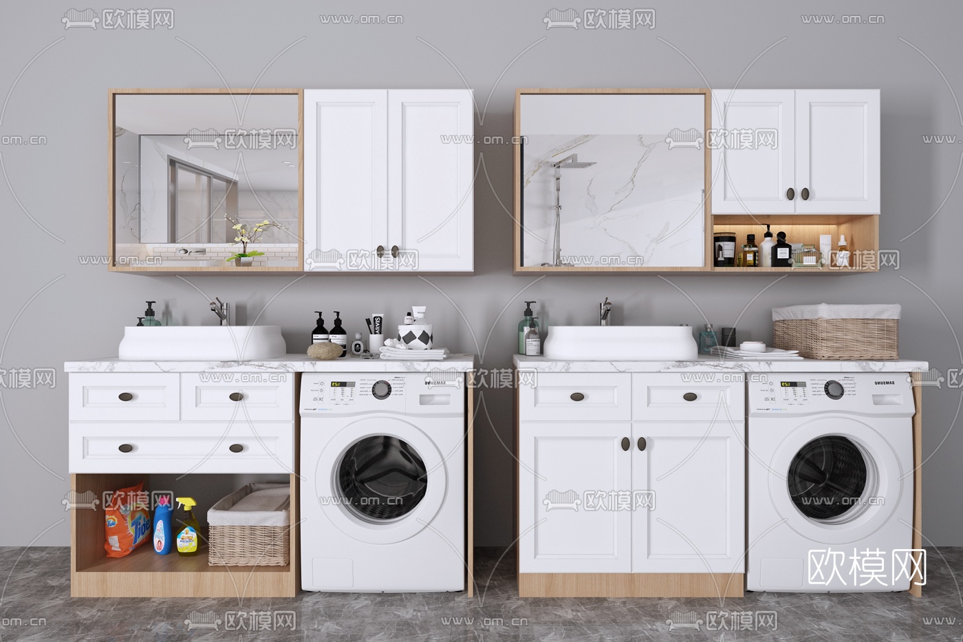 北欧浴室柜洗衣机3d模型下载