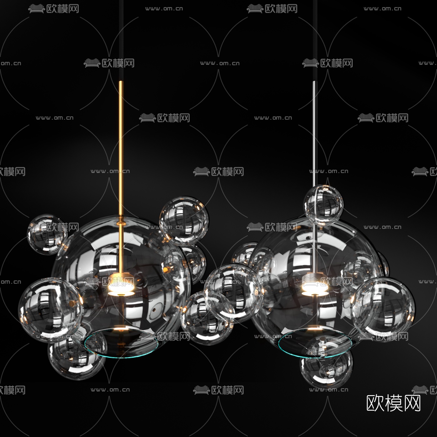 现代球形玻璃吊灯3d模型