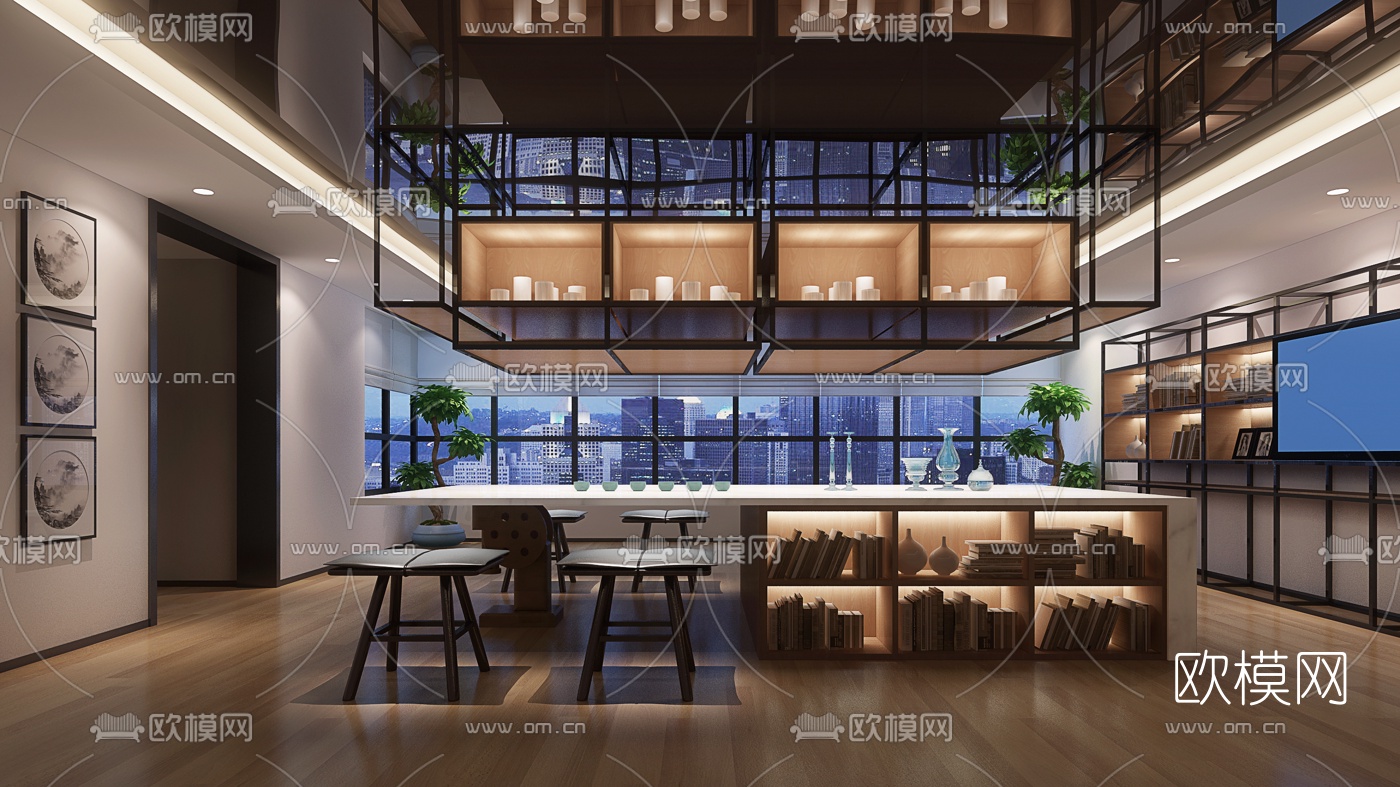 现代办公室茶水间3D模型