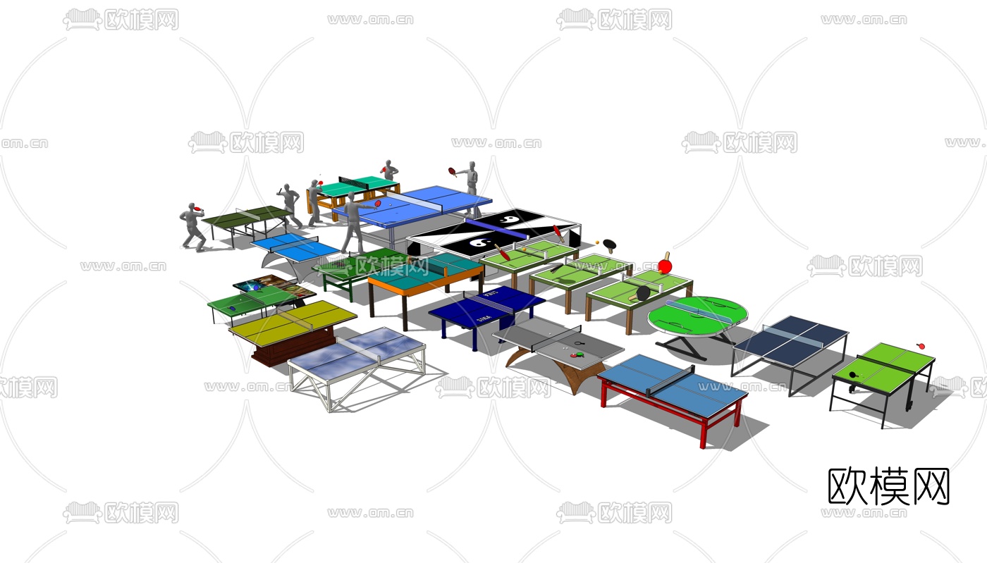 现代兵兵球桌su模型下载