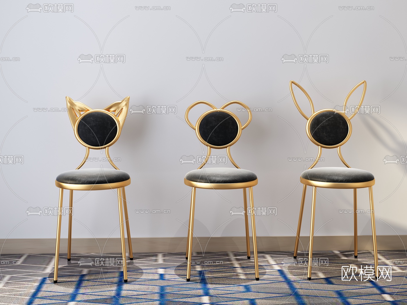 现代轻奢单椅3d模型下载