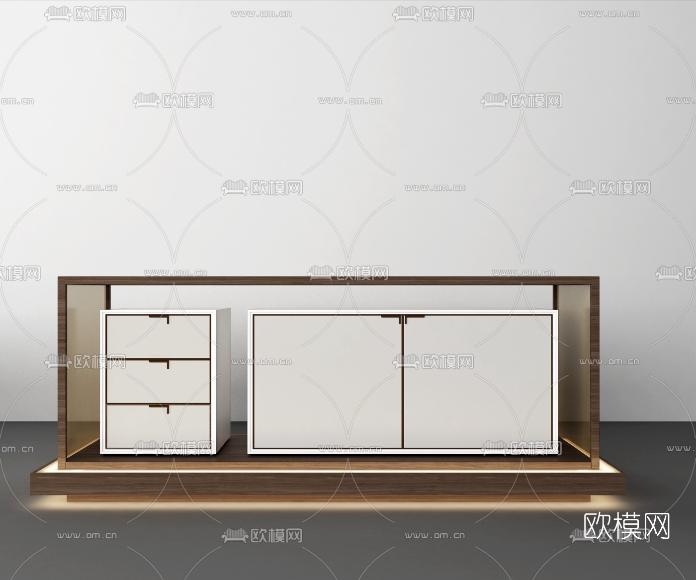 现代实木展示柜组合3D模型