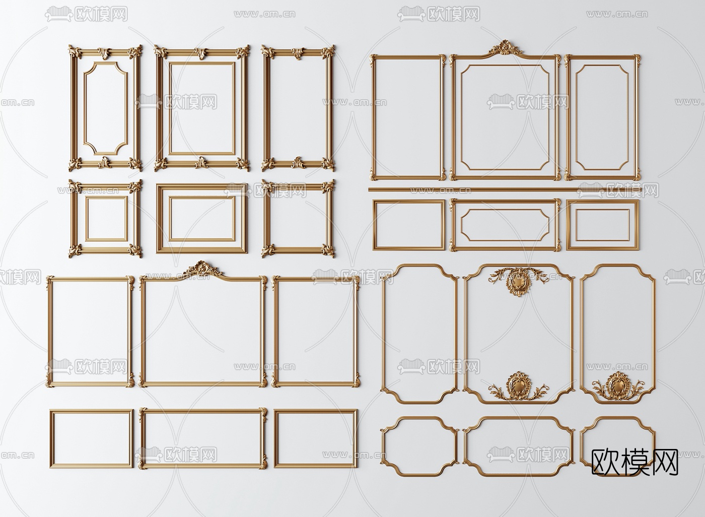 欧式金属线条组合3d模型下载