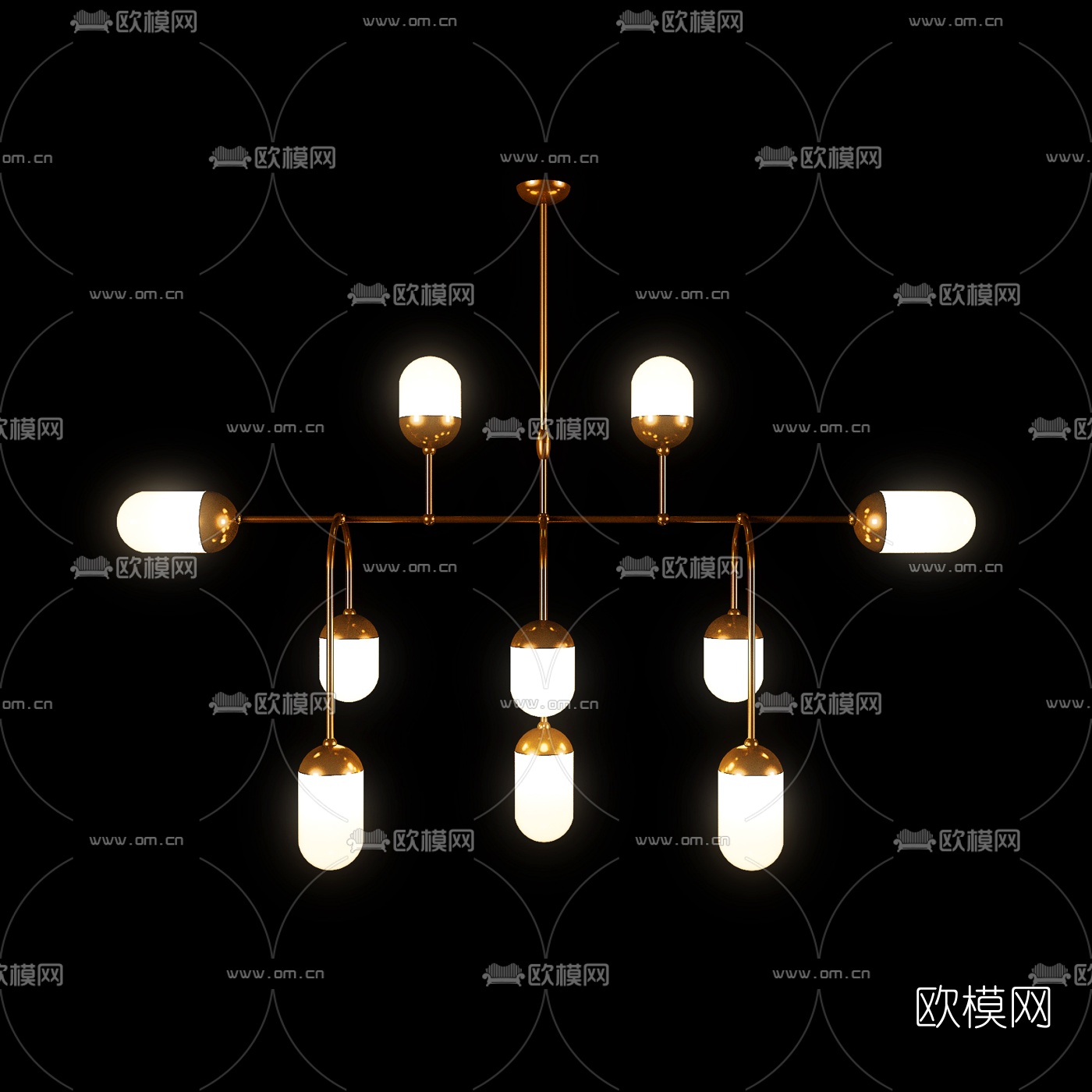 现代轻奢金属吊灯台灯3d模型