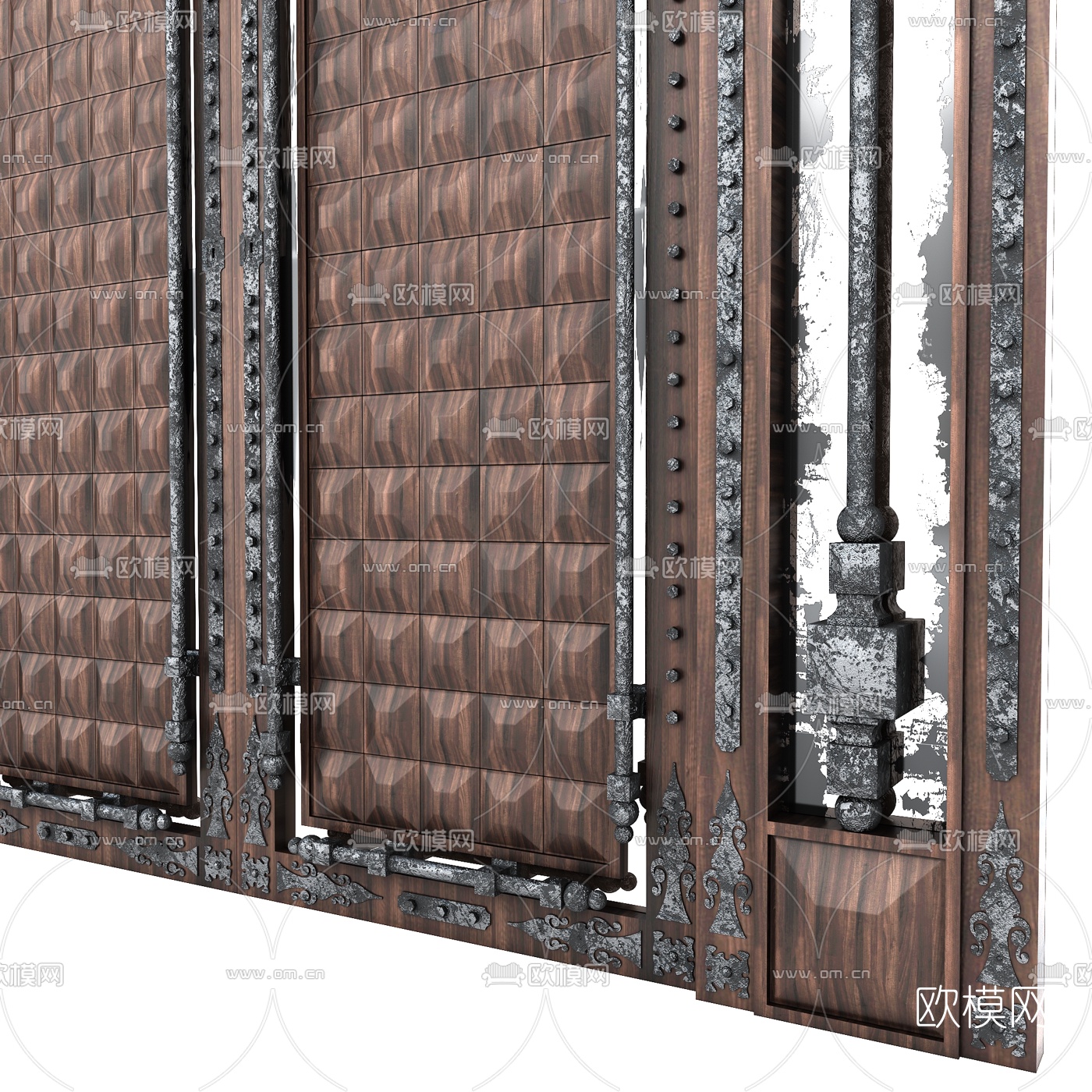 工业风复古铁门3d模型下载（渲染图3）