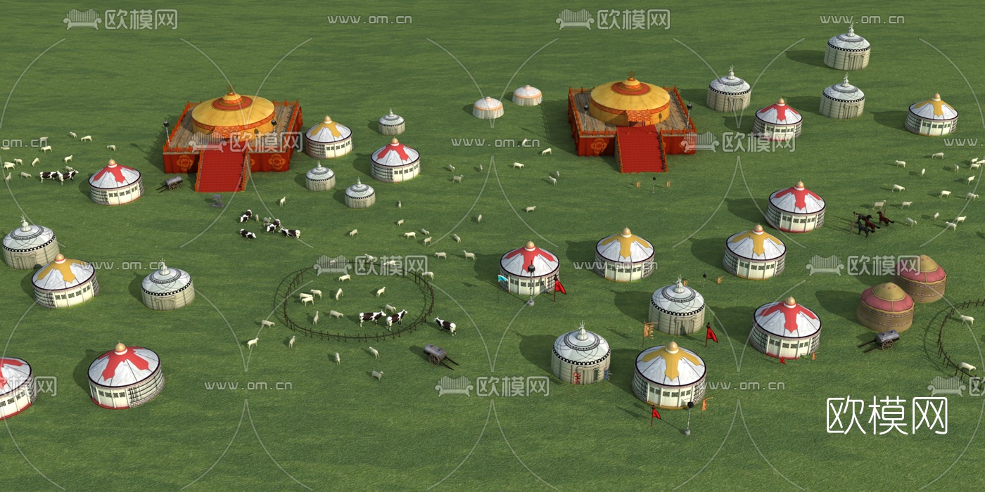中式草原蒙古包3d模型下载