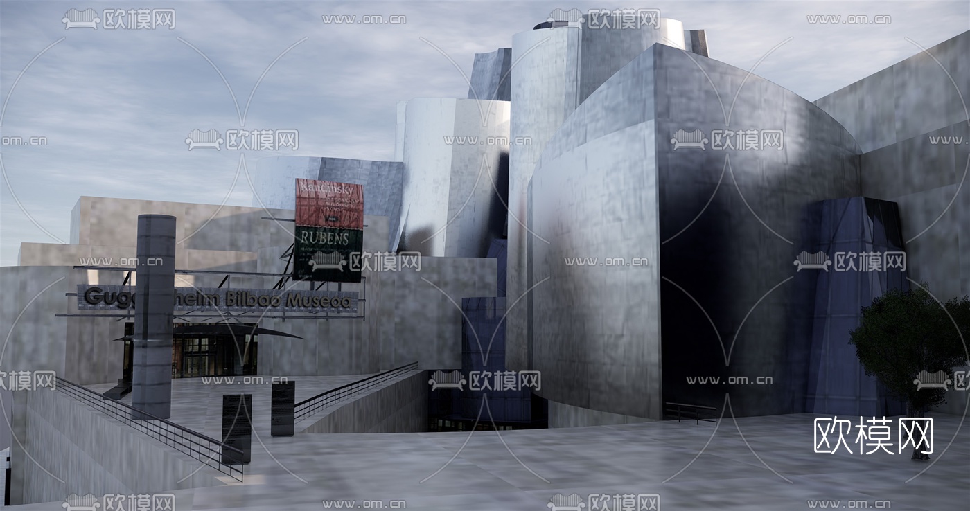 现代古根海姆博物馆su模型下载（渲染图3）