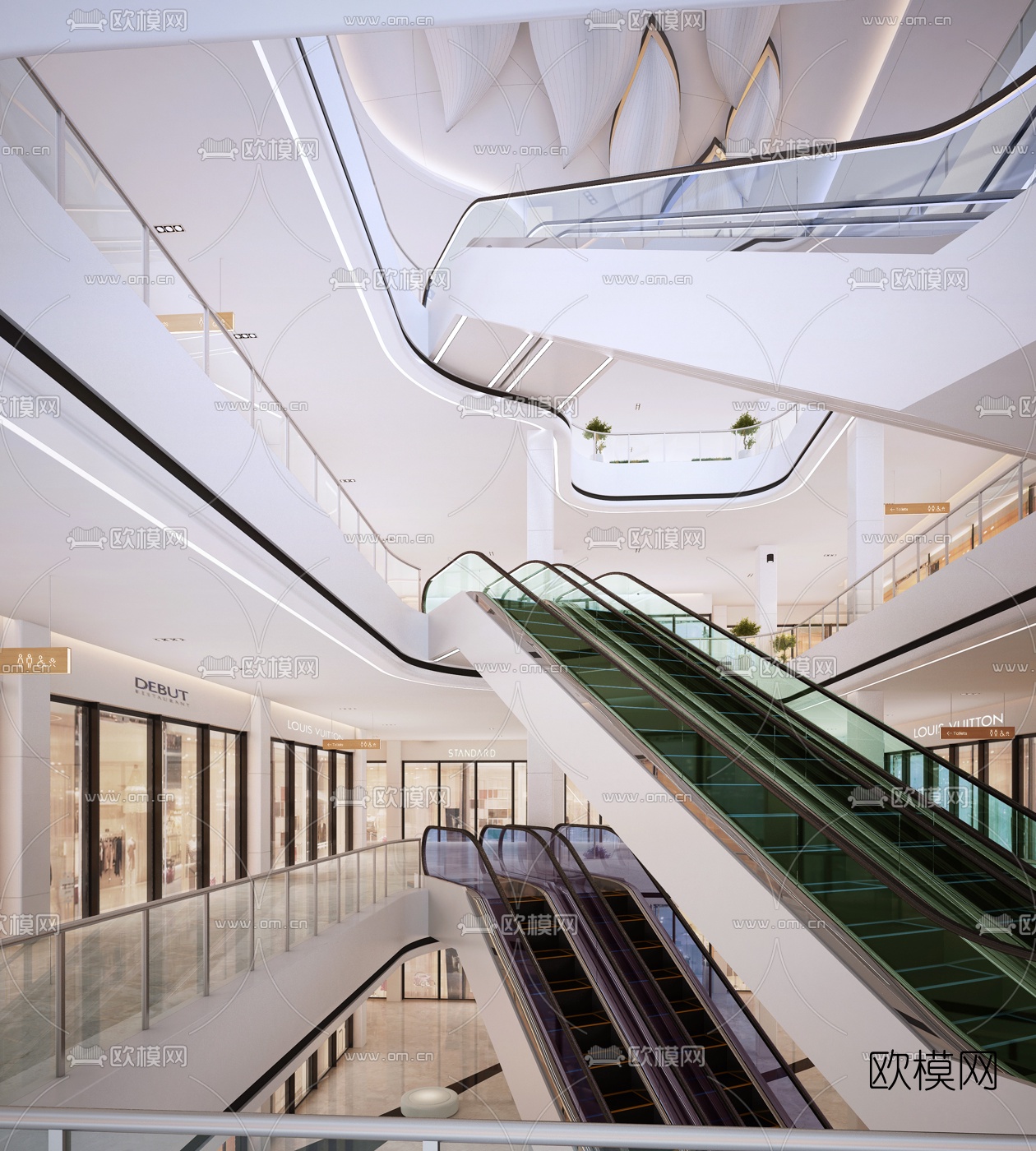 现代商场购物中心3d模型下载（渲染图2）