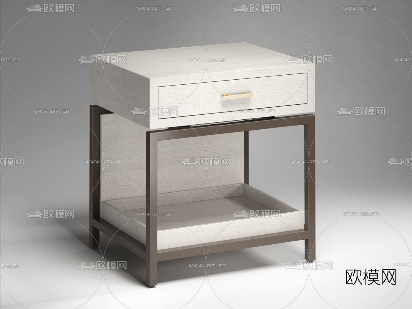 现代实木床头柜3d模型下载（渲染图2）