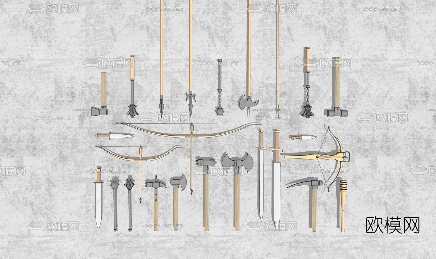 现代游戏武器道具su模型下载