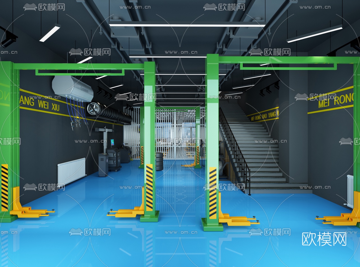 现代洗车汽车维修养护店3d模型