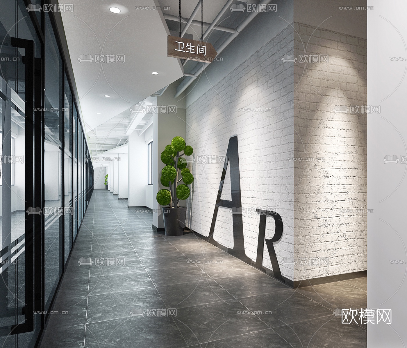 工业风走廊过道3d模型下载