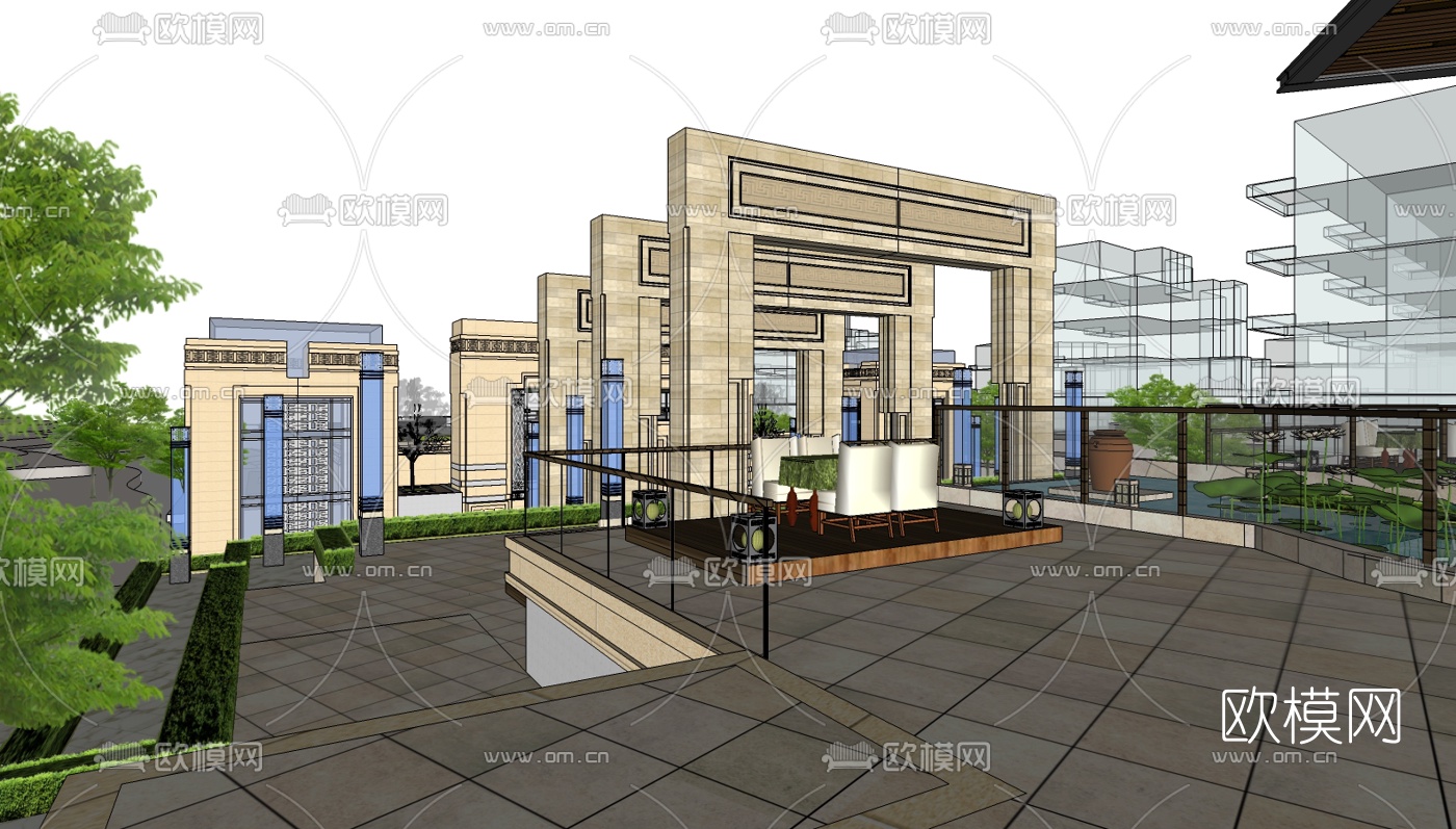 中式休闲会所su模型下载（渲染图5）
