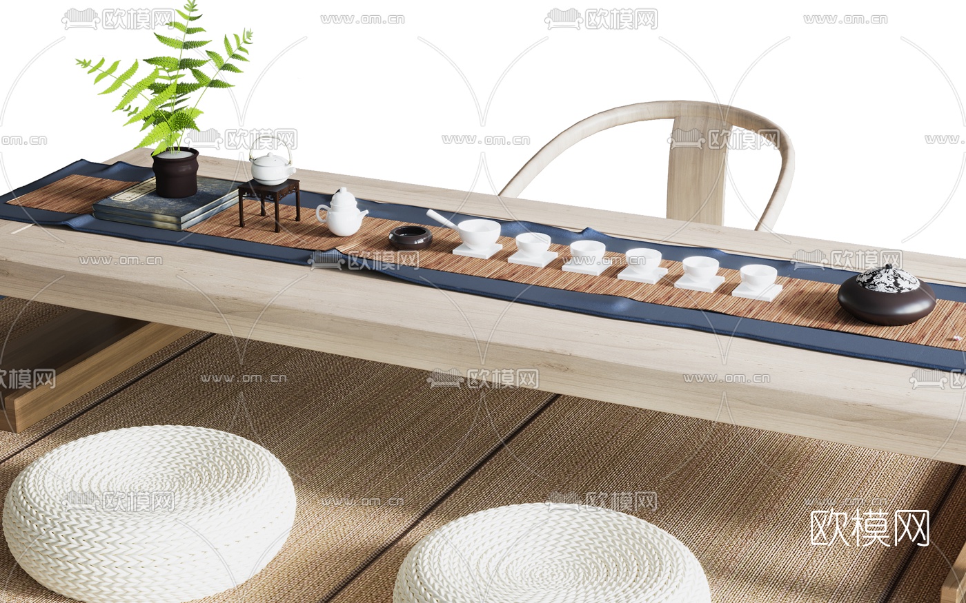 日式榻榻米茶桌椅3d模型