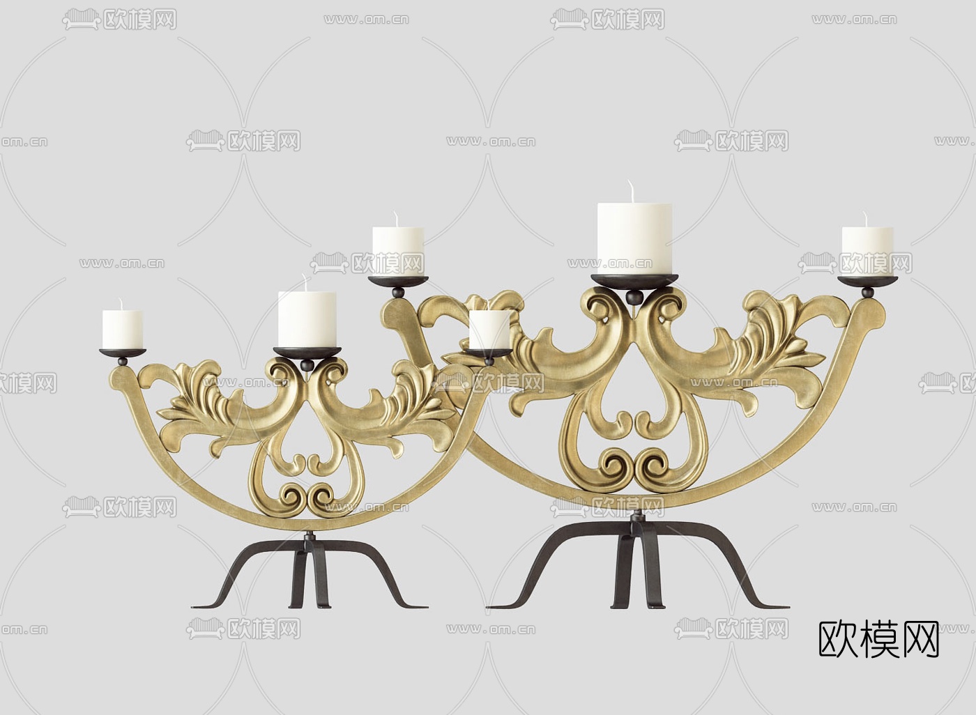 欧式金属烛台灯3d模型下载
