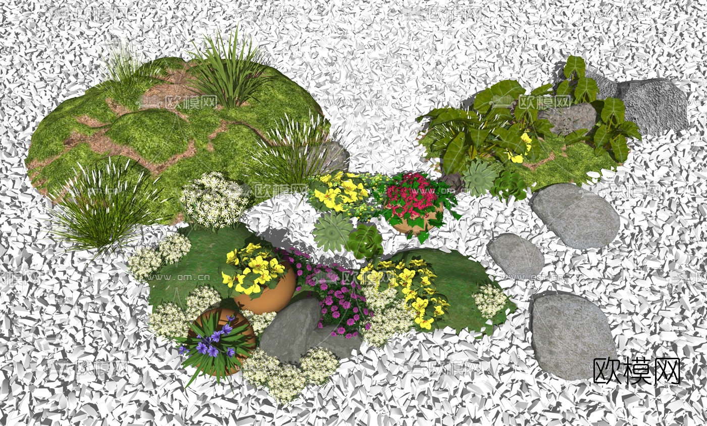 现代花草su模型下载