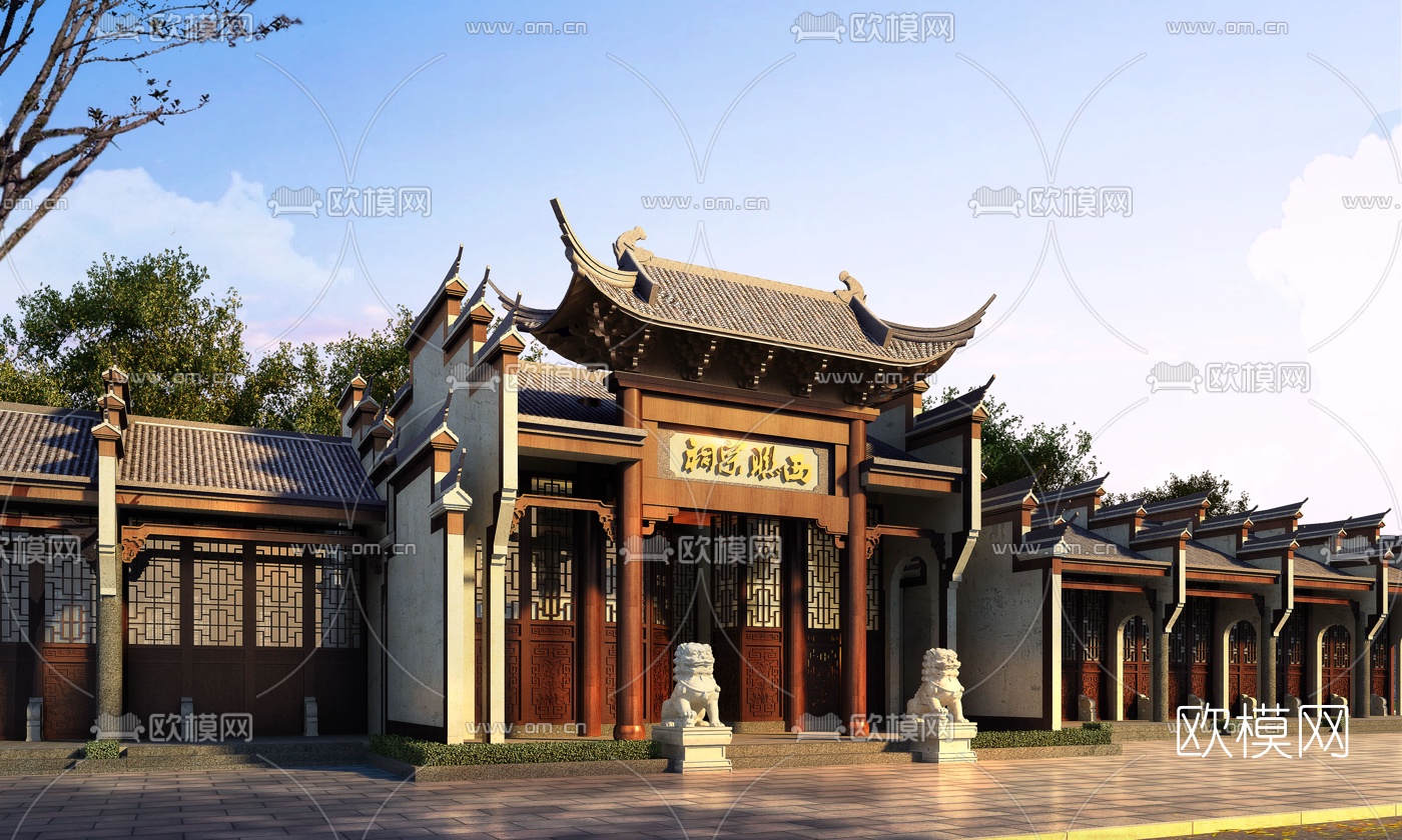 新中式古建祠堂3d模型