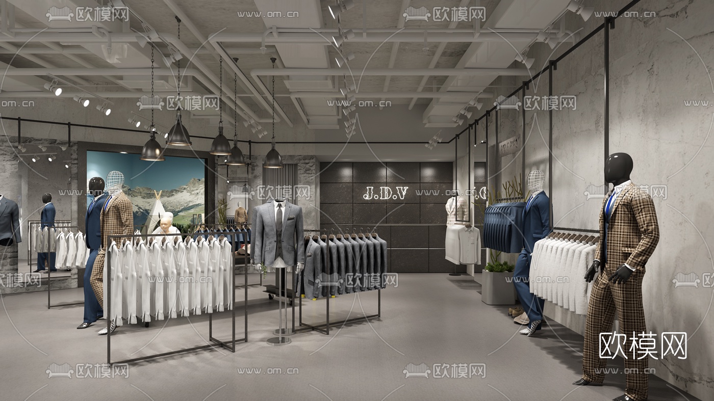 工业风男装店3d模型