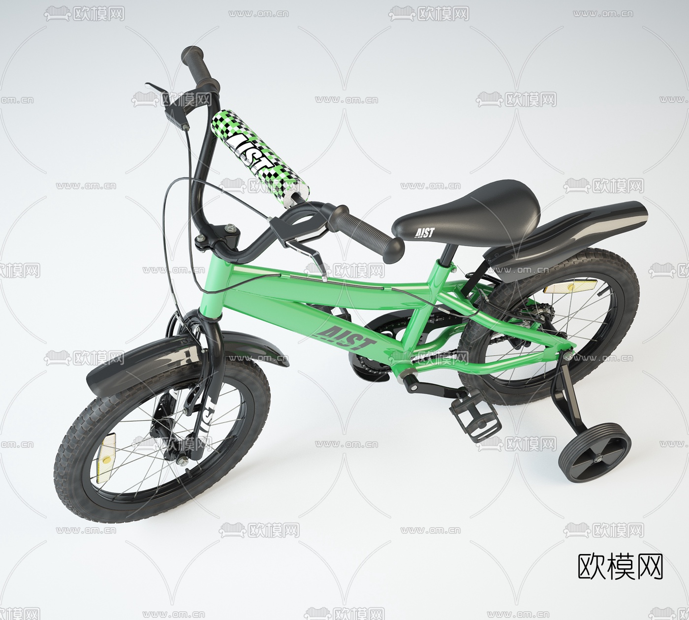 现代儿童自行车3D模型下载（渲染图1）