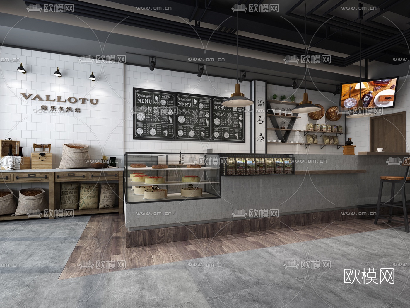 工业风面包烘焙店3D模型