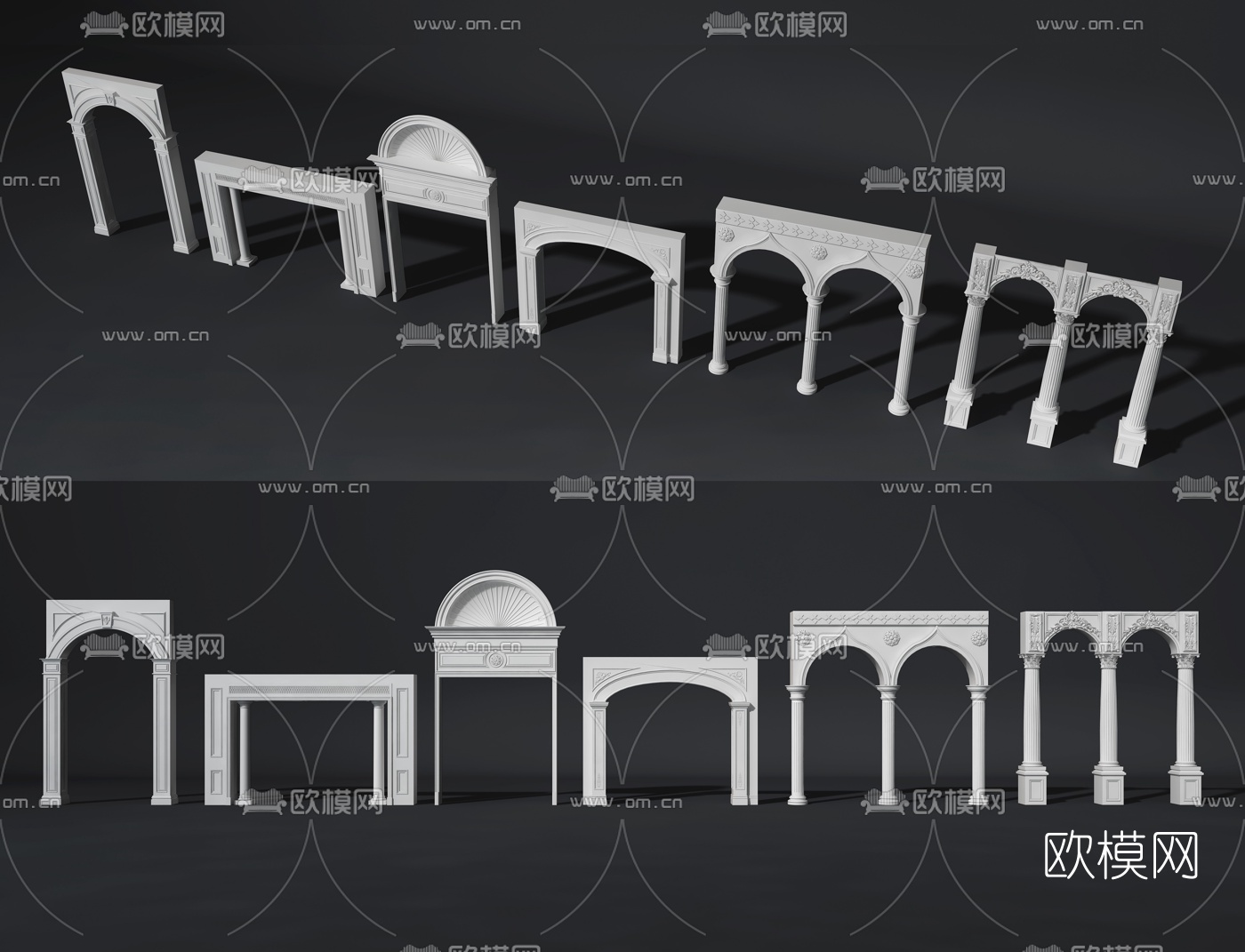 歐式拱門埡口門洞組合3d模型