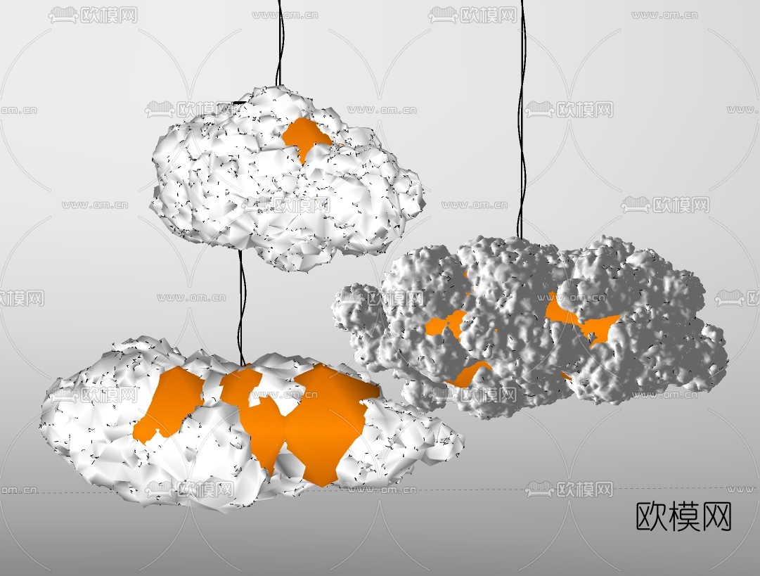 现代棉花装饰吊灯su模型下载（渲染图2）
