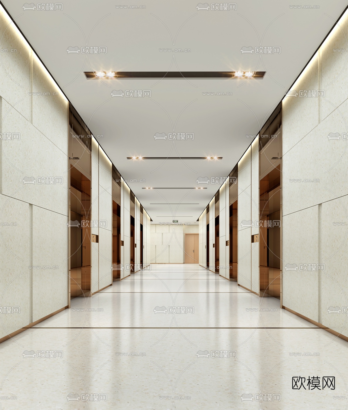 现代电梯厅3d模型下载