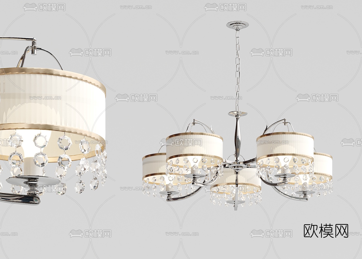 欧式金属多头吊灯3d模型下载