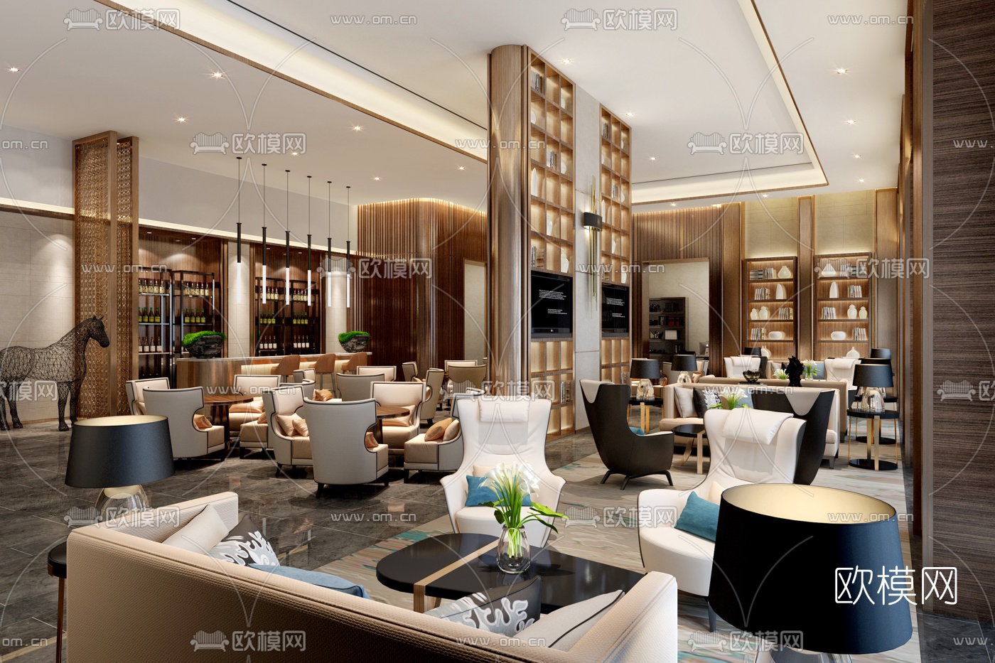 现代售楼部洽谈区3D模型-免费3dmax模型库-欧模网