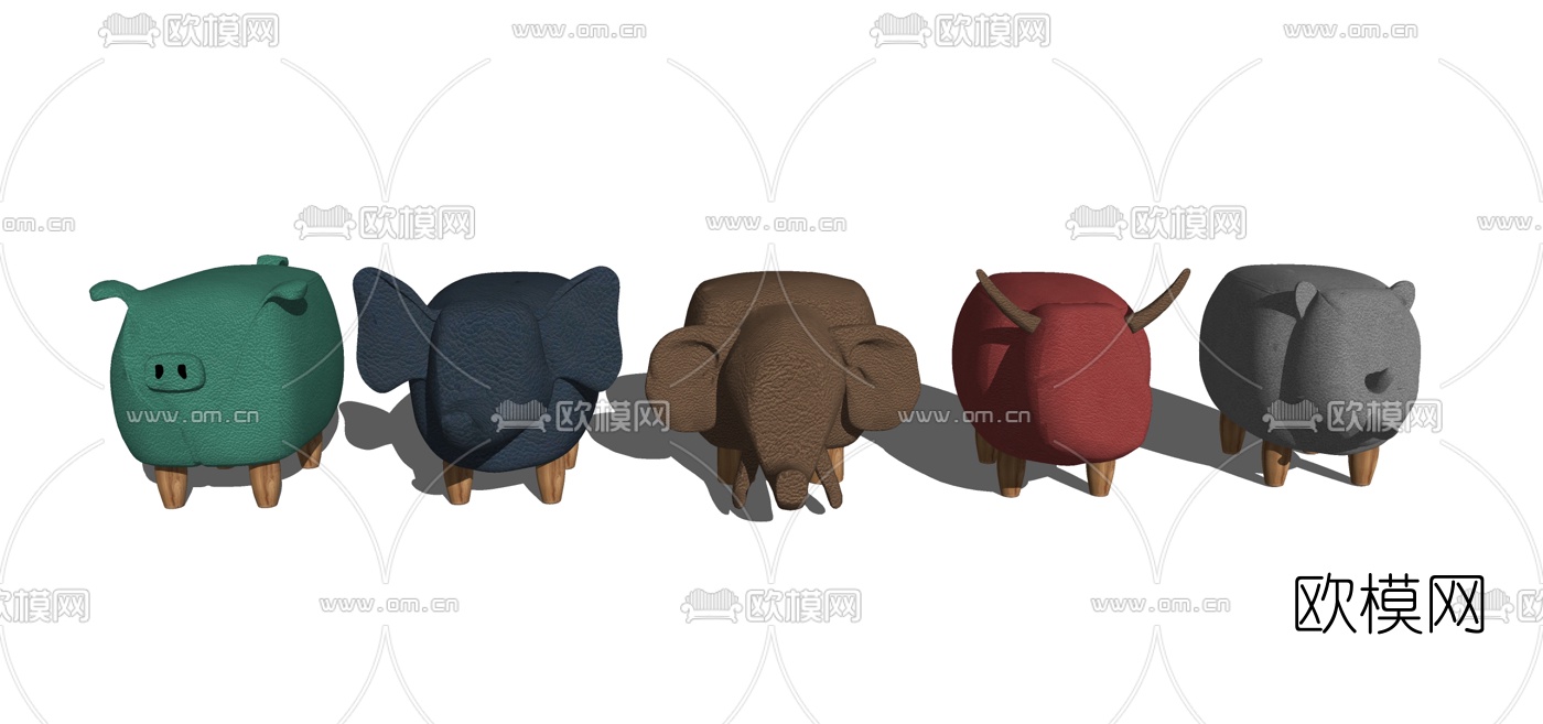 现代儿童动物矮凳组合su模型下载