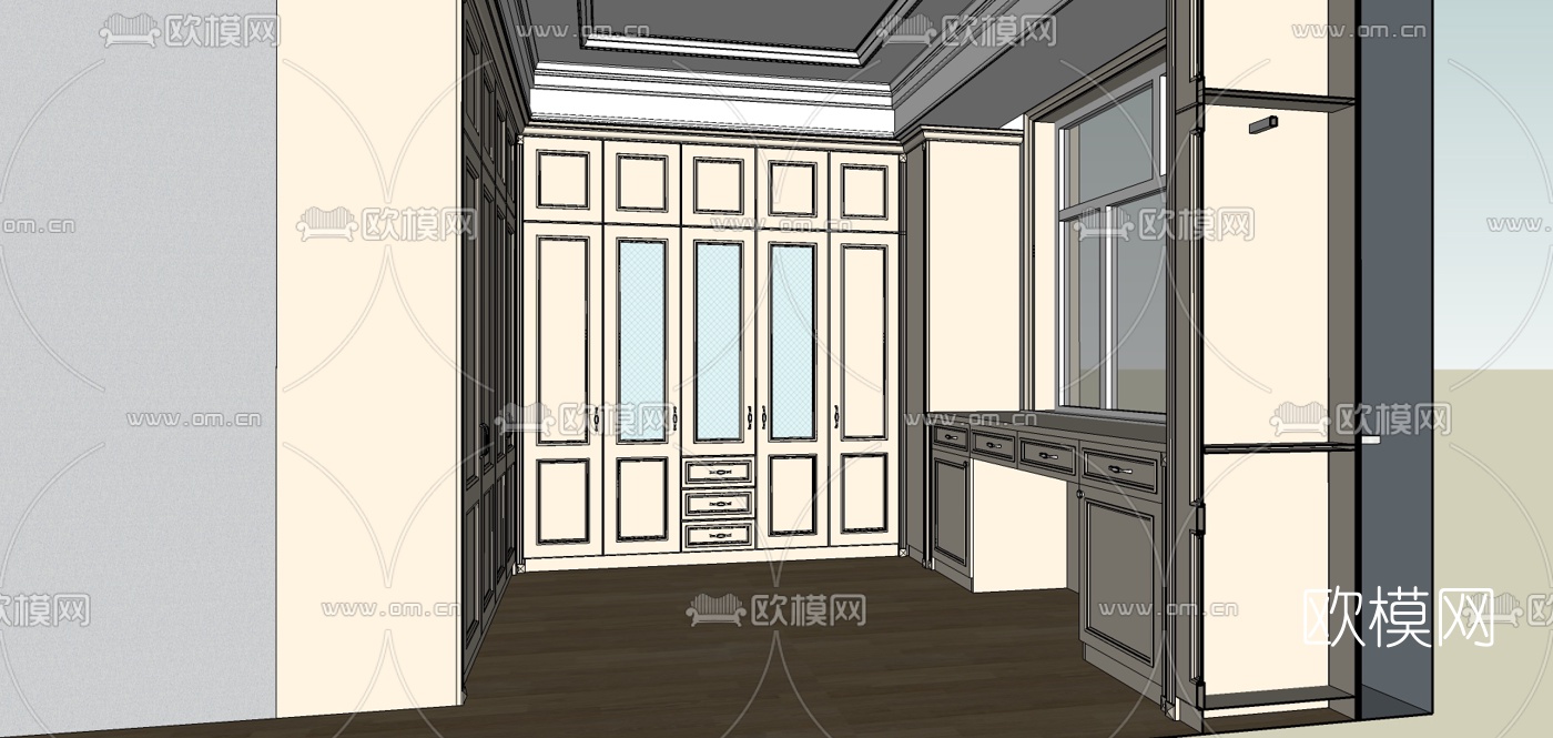 欧式卧室组合su模型下载（渲染图5）