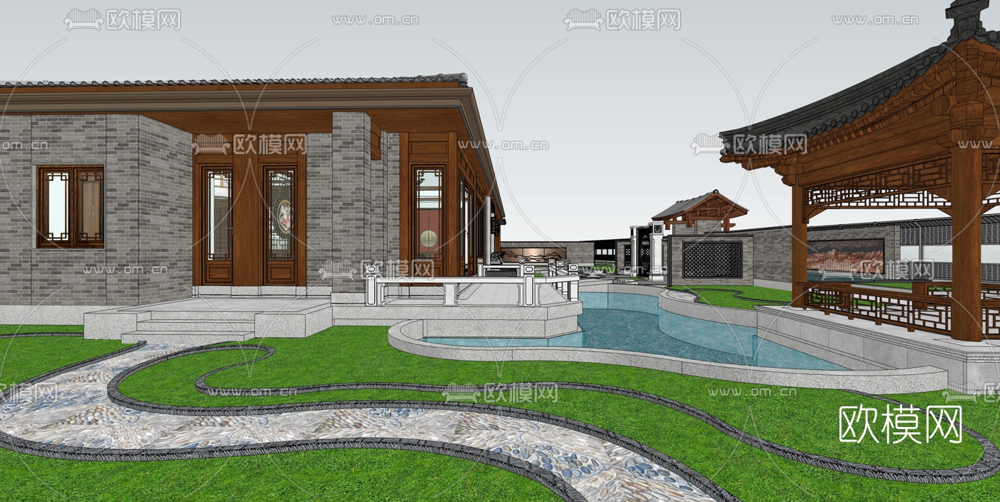 中式会所su模型下载（渲染图10）