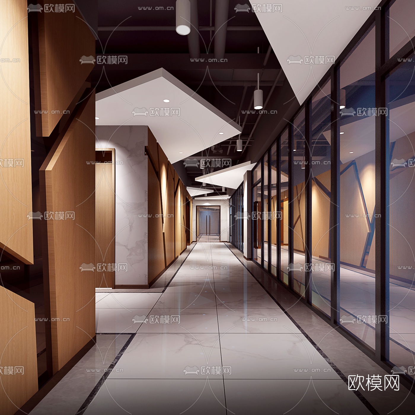 工业风走廊过道3d模型-免费3dmax模型库-欧模网