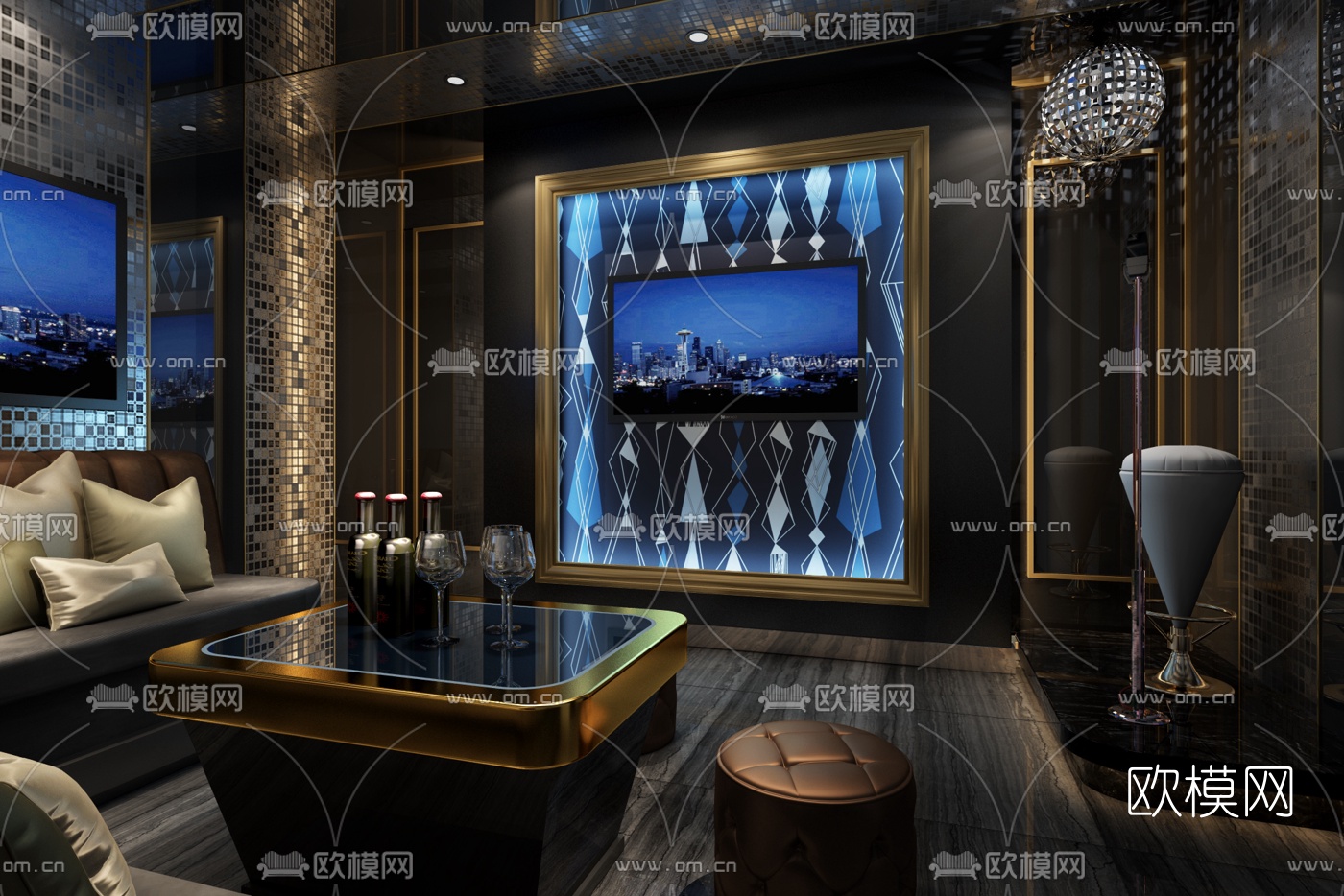 现代KTV包间3D模型