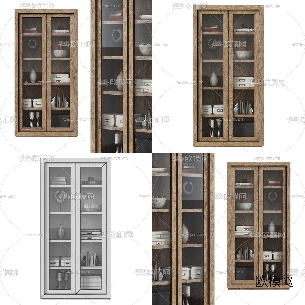 美式木质储物柜3d模型下载